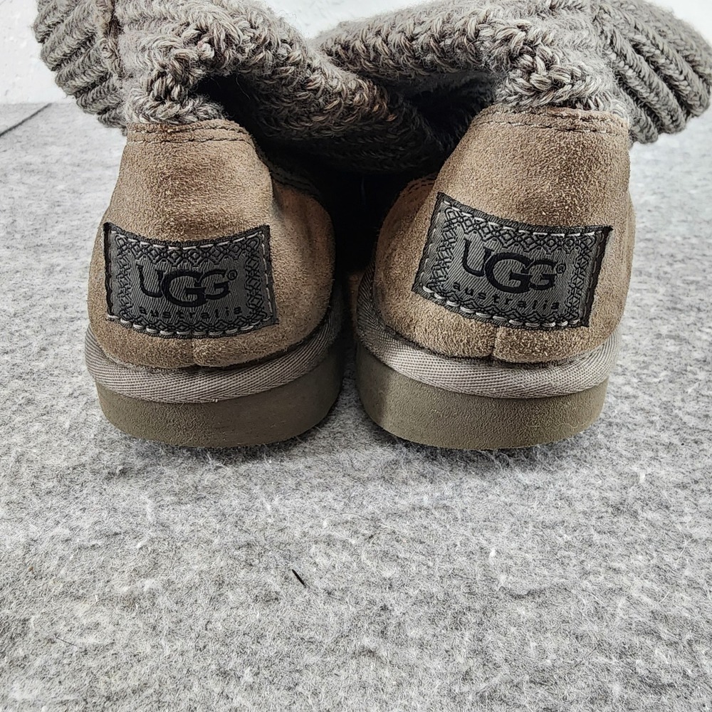 UGG Lattice Cardy Grey Knit Tall Sheepskin Lining Boots Womens 7 5819 - Picture 5 of 8